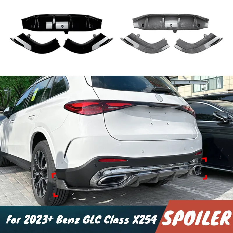 For 2023+ Mercedes-Benz GLC Class X254 Car Rear Bumper Diffuser Splitter Black Carbon Body Kit Tuning Exterior Accessories