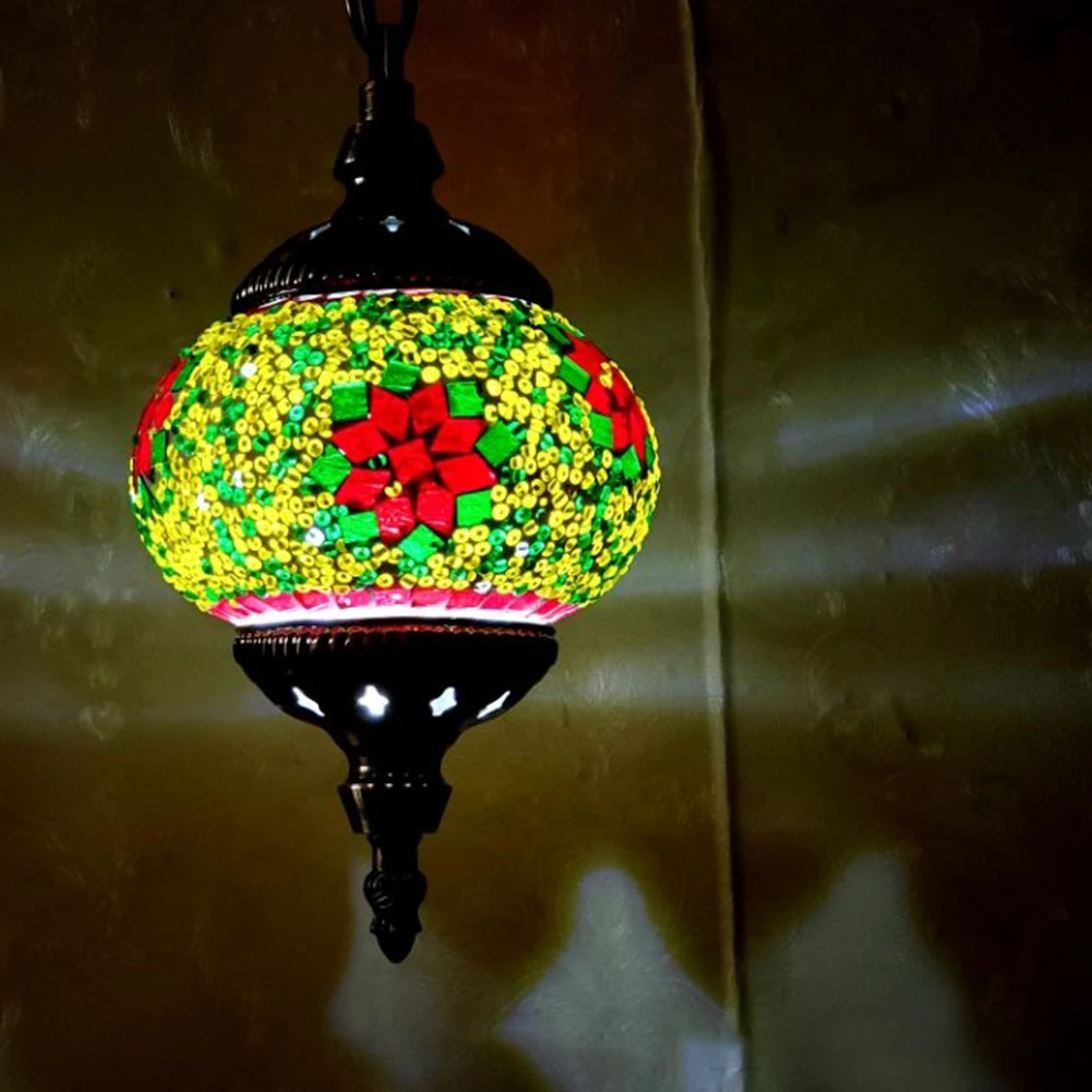 Decorative Glass Globe Fixture E27 Mosaic Pendant Light Romantic Bar Restaurant Mediterranean Pendant Light for Bar Home Hotel