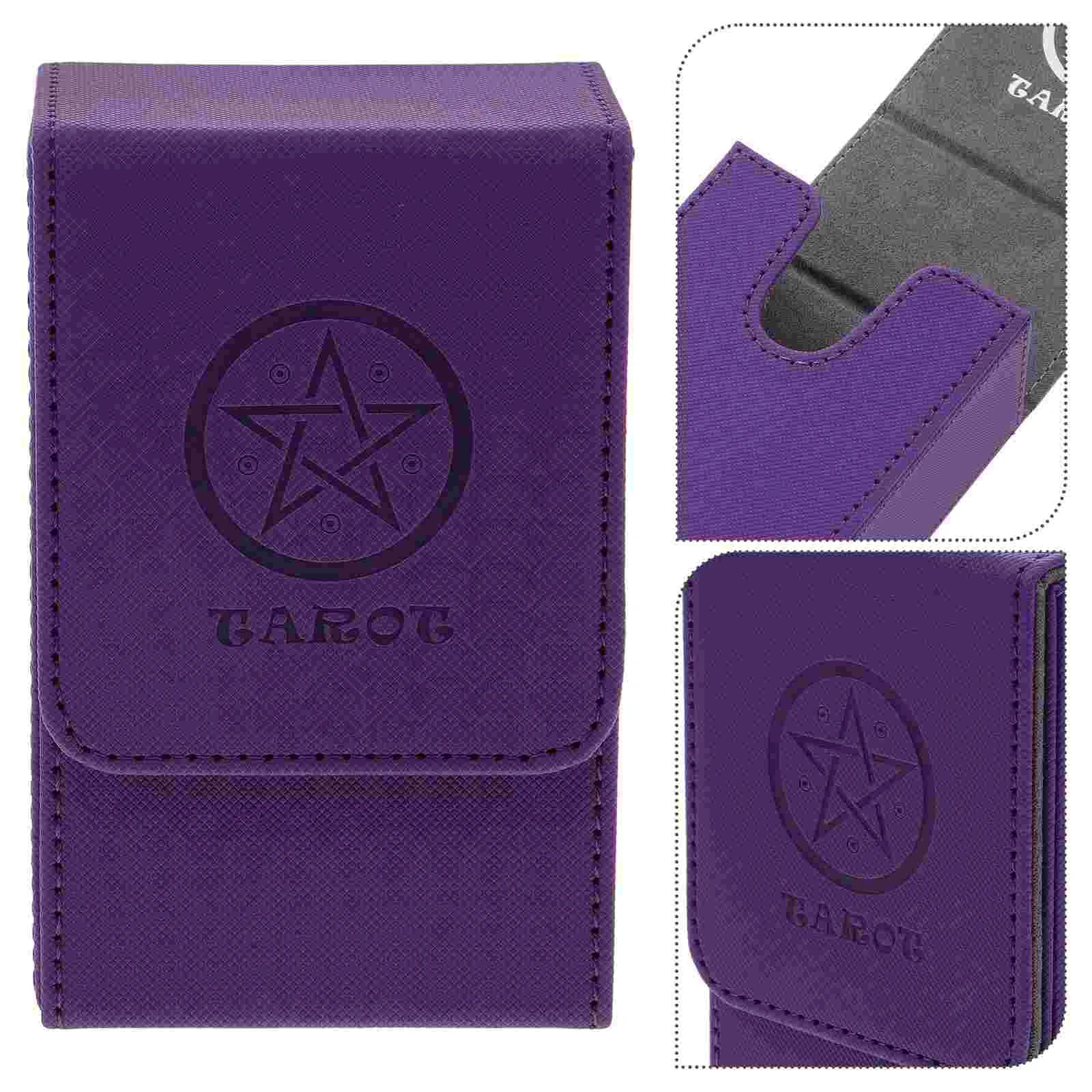 

Tarot Card Box Accessories Deck Case Collection Storage Canister Holder Cards Container Pu Portable Pentagram