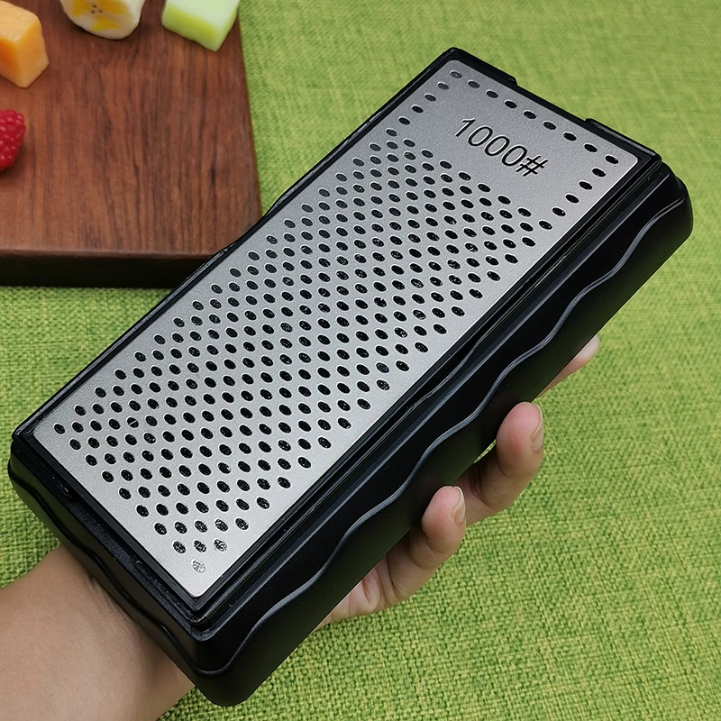 

Двухсторонняя Алмазная точилка для ножей, точильный камень, кухонные шлифовальные инструменты, точилка с угловым направляющим