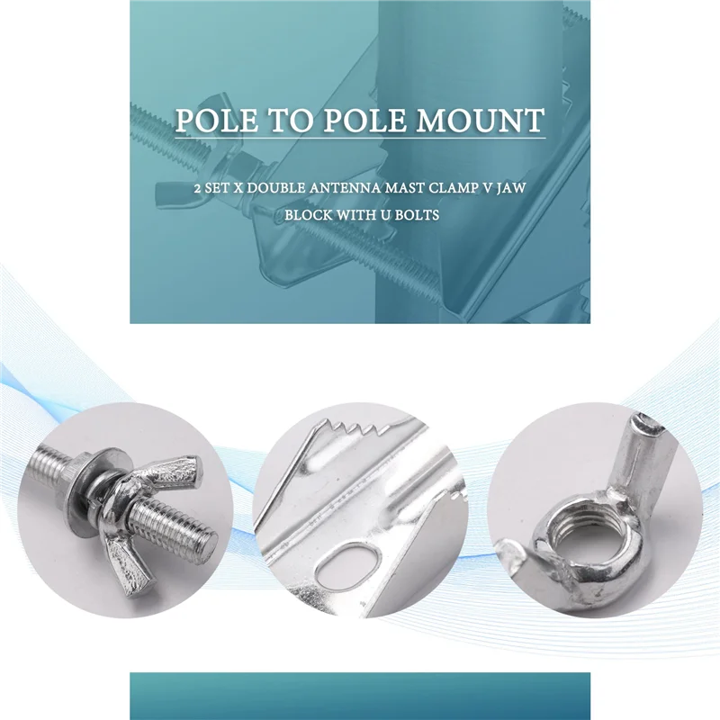 SMIEA ダブルアンテナマストクランプ V ジョーブロック U ボルト付き高耐久防錆マスト対マストマウントブラケットキット TV、CB、Ham 用