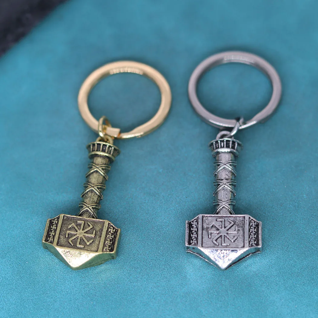 Slavic Keychain Hammer Of Thor Kolovrat Pendant Key Chains For Men Women Mythology Jewelry Amulet Talisman Gift