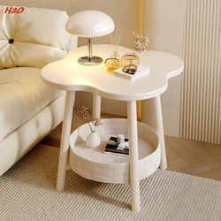 H2O-mesa pequeña con trébol de cuatro hojas para dormitorio, mesa de almacenamiento para sala de estar, balcón creativo, mesa de centro de doble capa