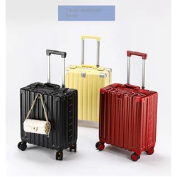 18/20 inch Suitcase Aluminium Frame Small Luggage Lightweight Aircraft Zipper Carry-Ons Ultra-lightweig Trolley Case