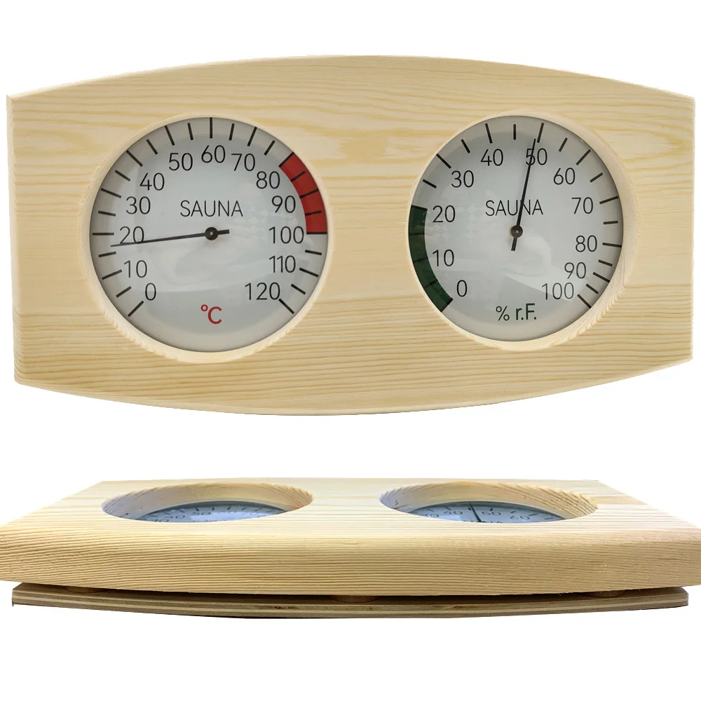 Sauna Room Thermomet Digit Thermomet Humidity Meter Digital Display Double Gauges Wooden Thermometer Heat Resistant Instruments