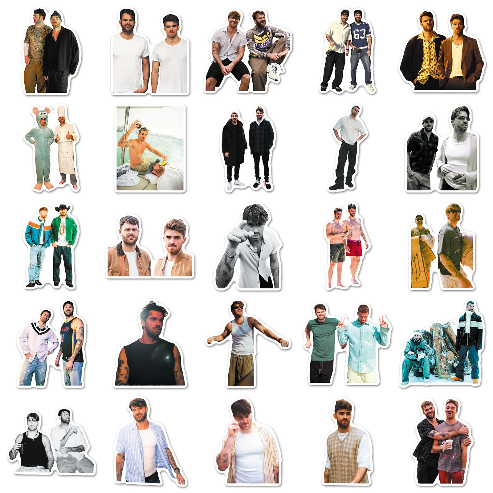 50PCS The Chainsmokers Stickers Europe America Star Singer Graffiti Decoration Notebook Suitcase Guitar Refrigerator Toys Decals