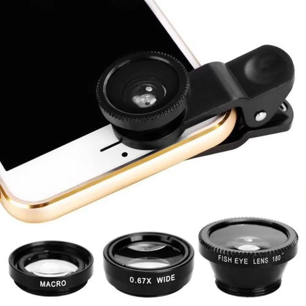 

Phone Lens 3 in 1 Clip on Universal 0.65X Wide Angle Fisheye Macro Lens for Mobile Phone Mobile phone accessories