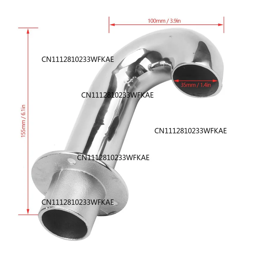 Stainless steel 316 water pipe elbow, connecting pipe, gooseneck seat, water outlet 35mm marine yacht accessories