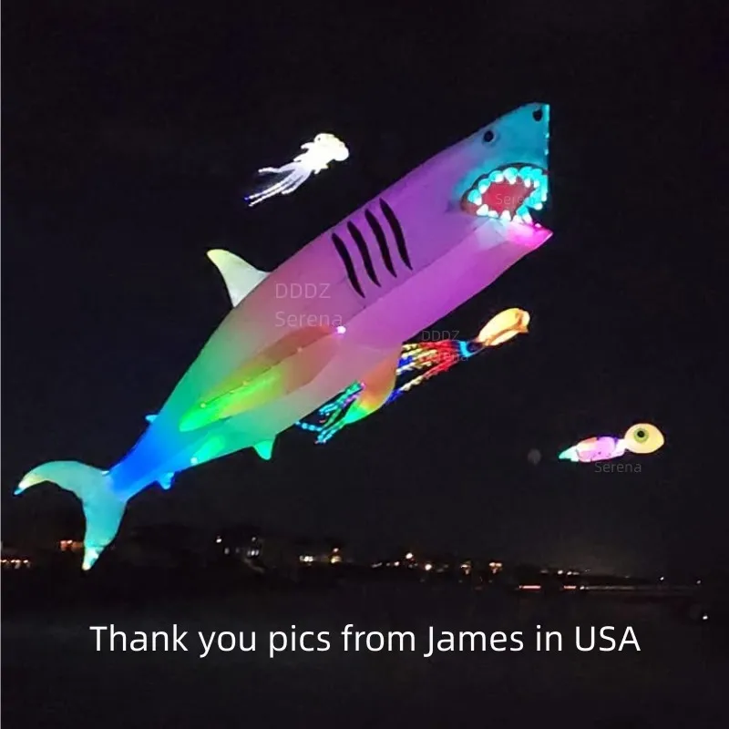 AngiLED Shlavabo Soft Gonflable Pendant Show Kite, Rip Stop, Ligne de nylon, Lessive pour adultes avec coin rond, LED bien protéger, 18m