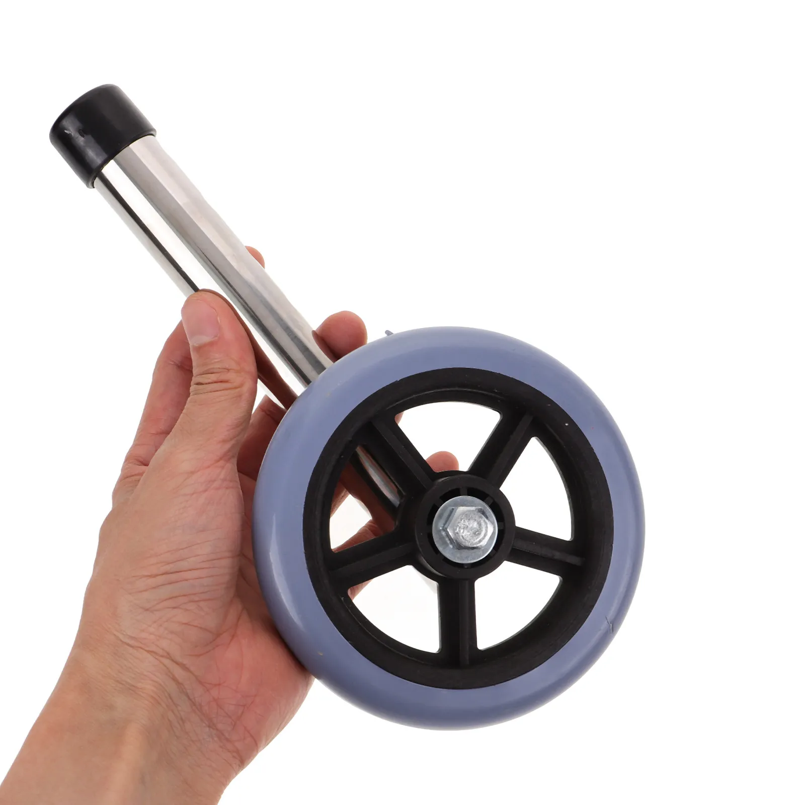 1Pair Stainless Steel Walker Wheel Replacement Front Wheels Heavy Duty Rubber Universal Walker Replacement Parts Smooth Rolling