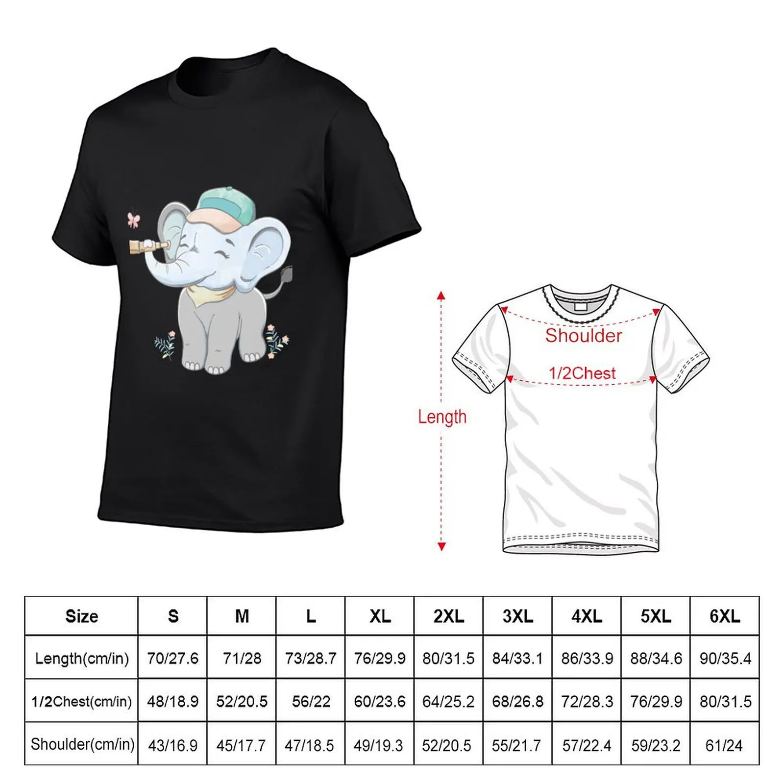 Cute baby elephant discovering with binoculars T-Shirt vintage graphic tee t shirt for men