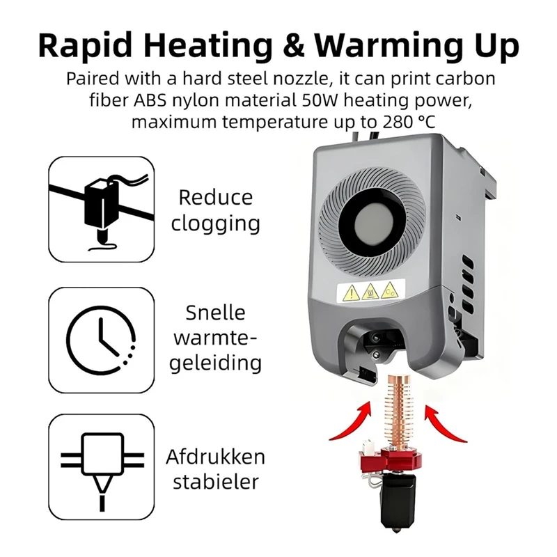 

Hotend for Adventurer 5M / 5M Pro Pinting Head 280℃ Ceramic Heating Block Kit AD5M Hard Steel Nozzle Hot