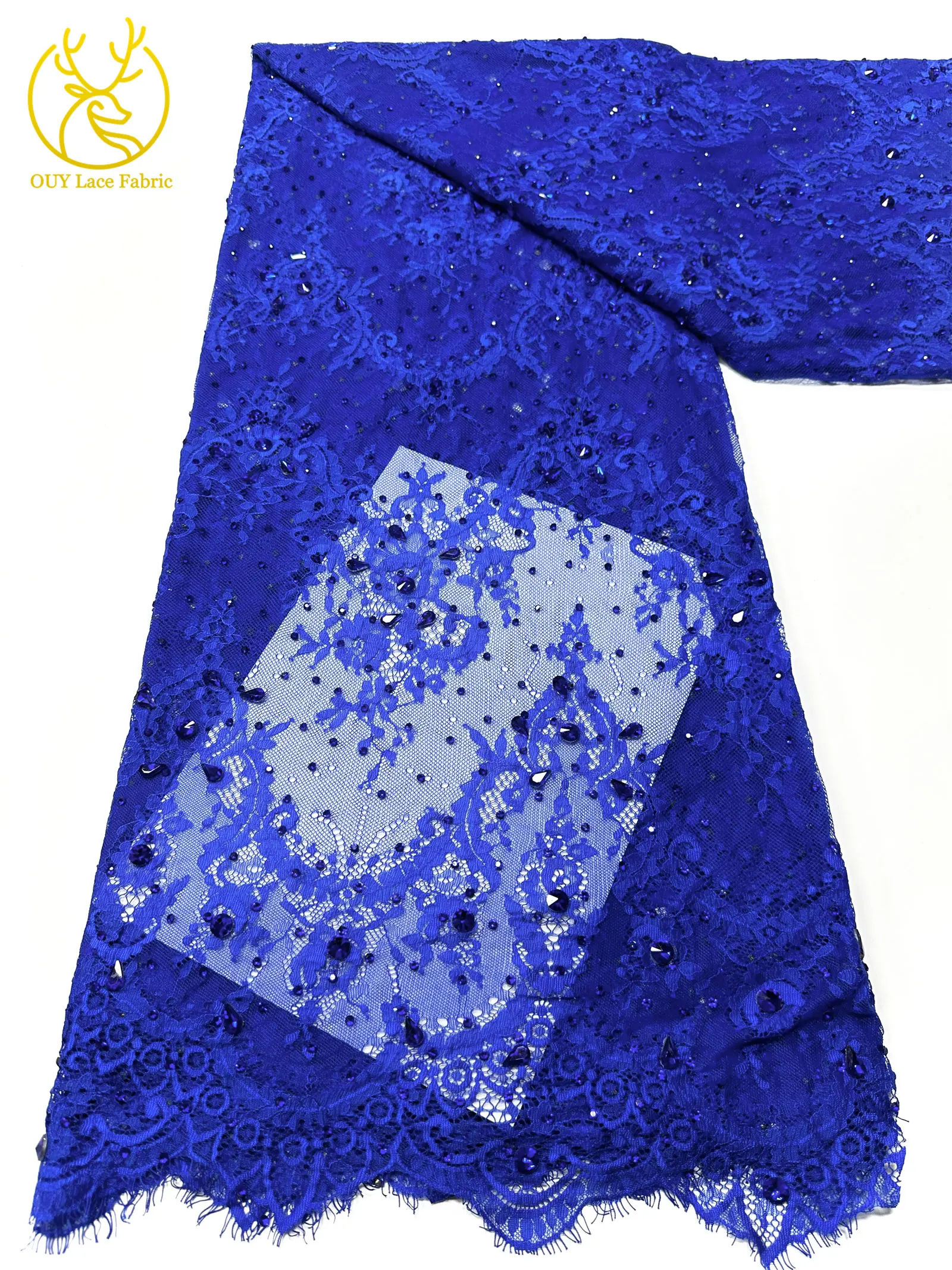 Roter nigerianischer Spitzenstoff, hochwertige afrikanische Milchseide mit Steinen, Guipure-Kordel für Damen-Partykleider, DIY-Nähzubehör, 3 Meter – Detail 31