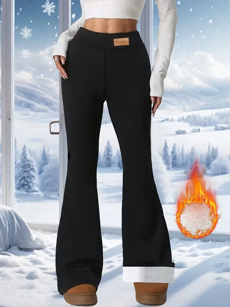 

Утепленные брюки-клеш для женщин, подтягивающие бедра и живот, модные и универсальные, повседневные и удобные для ношения, зимние