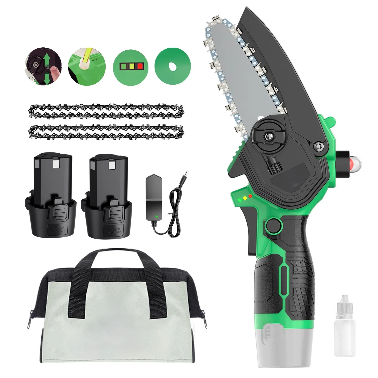 

ZC1-12V mini chain saw, 4-inch chain and rod, an electric chain saw for cutting wood
