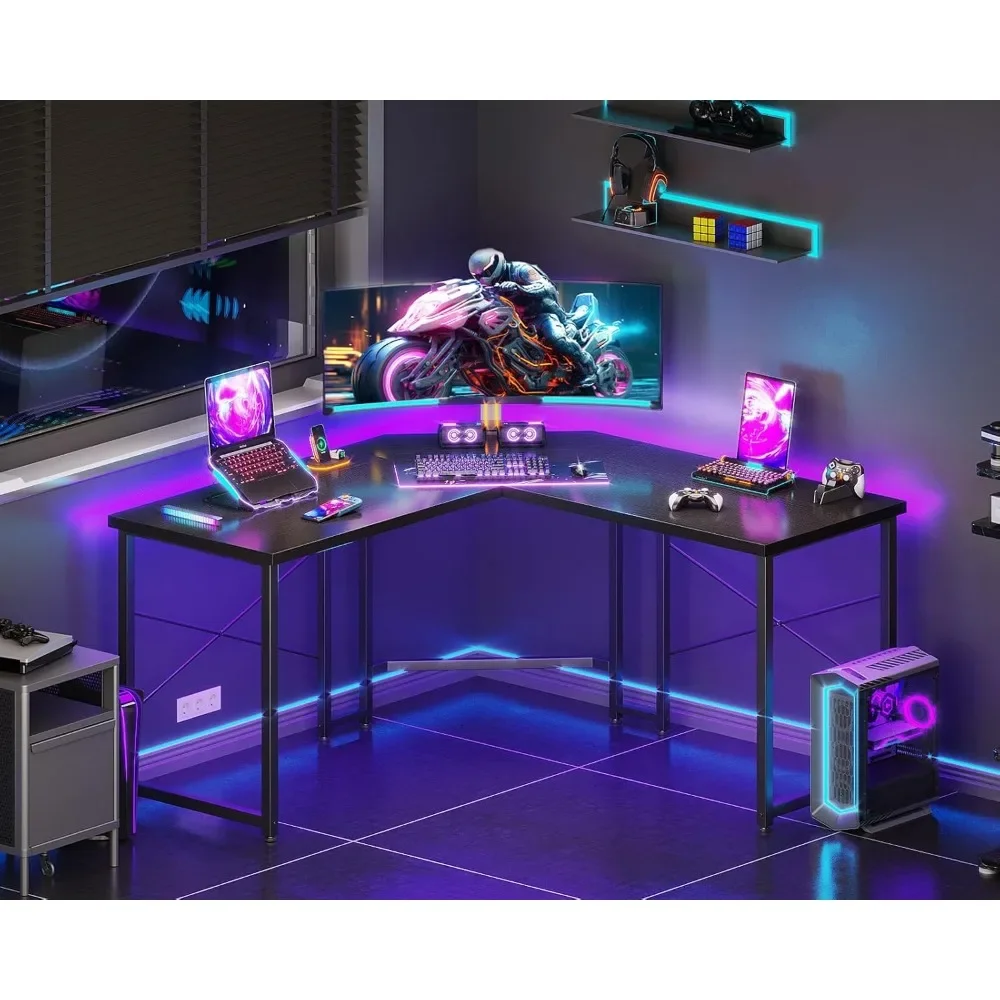 

L-shaped gaming desk, home office gaming desk, computer desk, sturdy small space writing workstation, easy to assemble