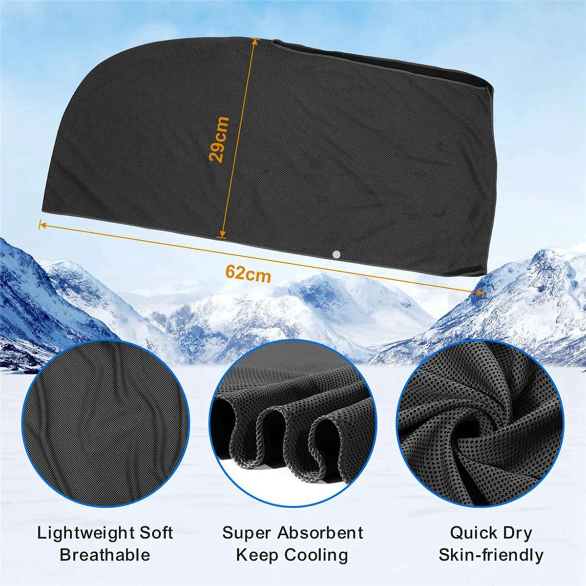 A72Z 2X Cooling Hoodie Towel,Cooling Towels for Neck and Face,for Sauna Yoga Camping Workout Black