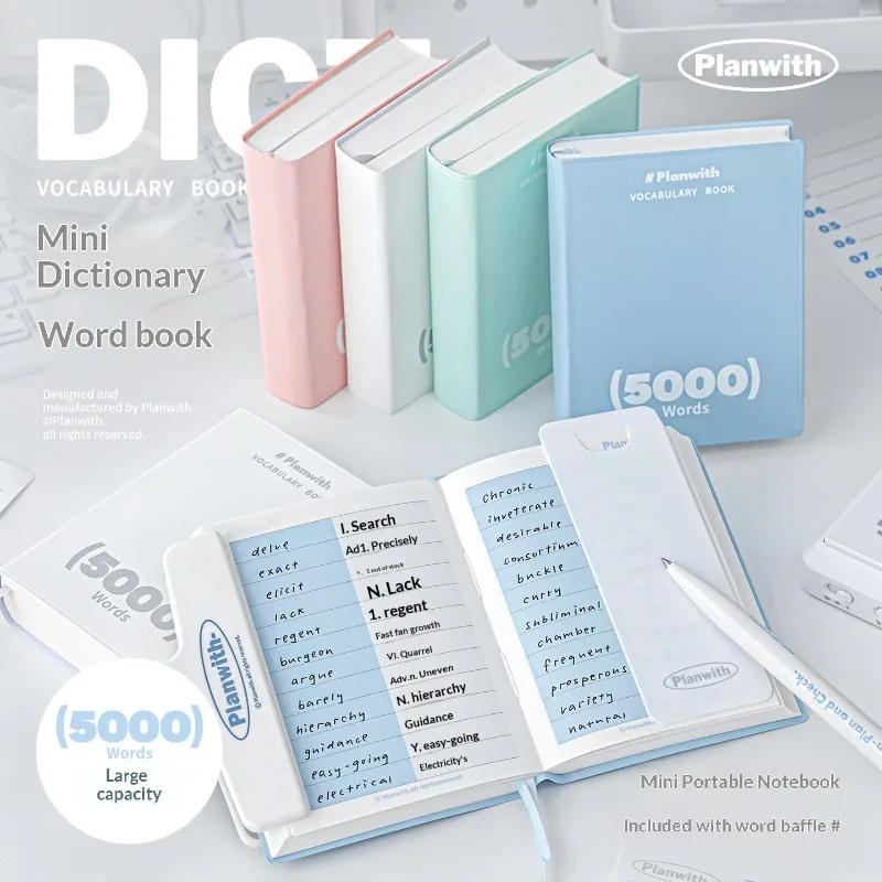 Planwith Word Memorization Book 5000 Entry Vocabulary Journal Divider Bookmark Thick Paper Notebook Adult Language Learners Tool
