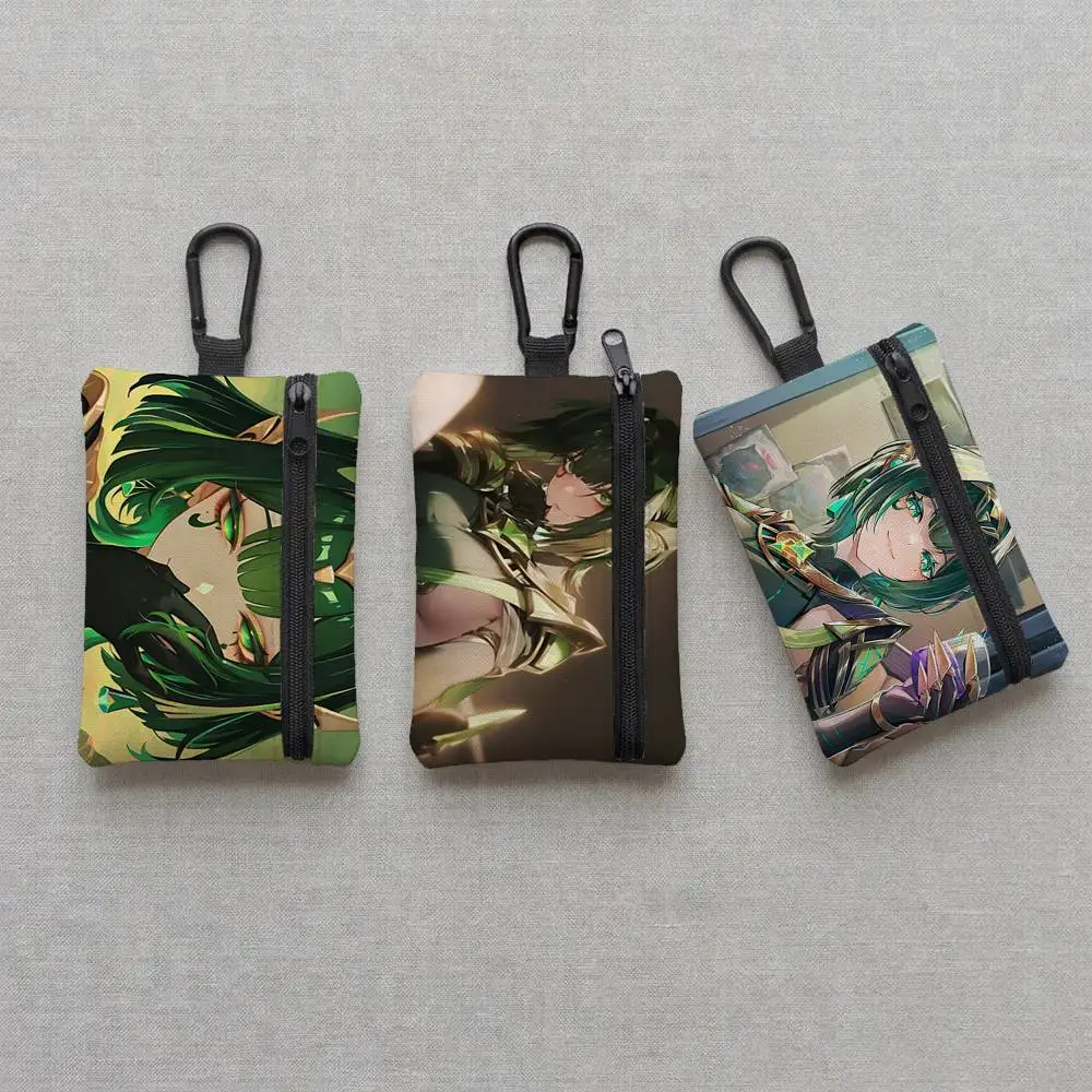 Anime Game Genshin Impact Nefer Everyday Oxford Cloth Zipper Coin Purse - Lightweight Card Holder & Hanging Key Pouch