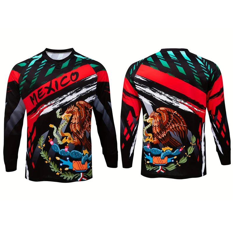 جديد المكسيكي نمط الدراجات الفانيلة موتوكروس والدراجات الجبلية الفانيلة طويلة الأكمام بلوزات في الهواء الطلق التجفيف السريع القمم