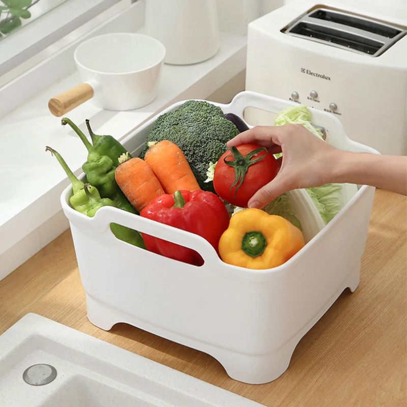 Kitchen Drain Basket Shelf Super-thick Wash Basin Wash Bowl Sink Portable Wash Basin Leakage Fruit Basket Storage Frame