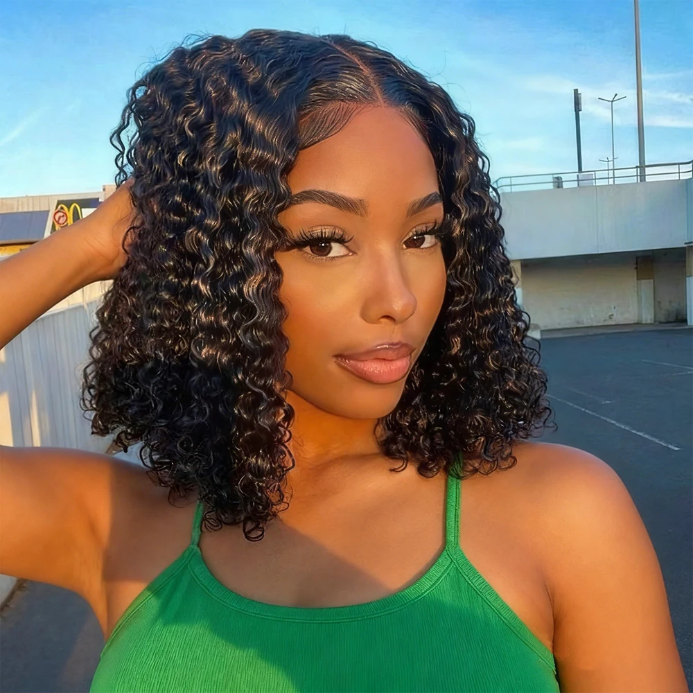 

Glueless Wear and Go Deep Wave Short Bob 100% Human Hair 13x4 HD Lace Front Wig Brazilian Hair Curly 13x6 Lace Frontal Pre Plucked For Black Women