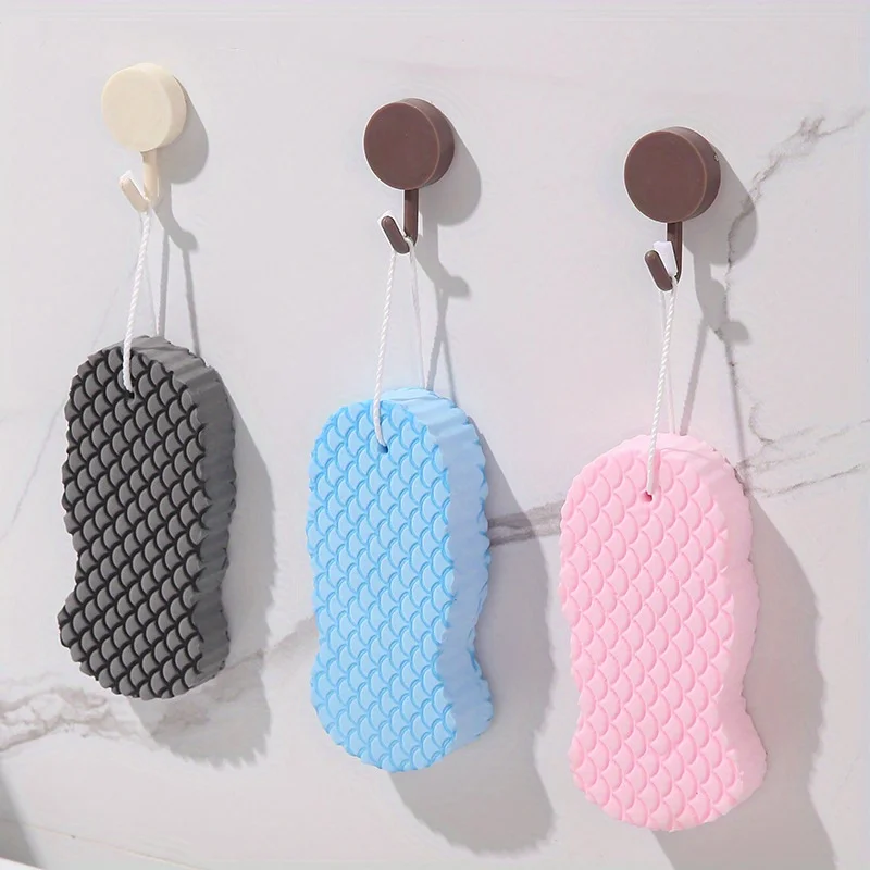 Super Soft 3D Textured Exfoliating Bath Sponge—Gentle Skin Scrubber, Suitable for Rough Skin, Dead Skin Remover Massager, Bath Exfoliating Brush, Body Cleansing Bath Brush