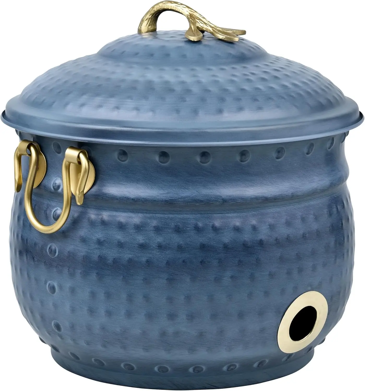 Garden Hose Storage Holder Pot with Lid Antique Green | Expandable Water Hose Container 12 x 16 inches Hold up To 100 ft