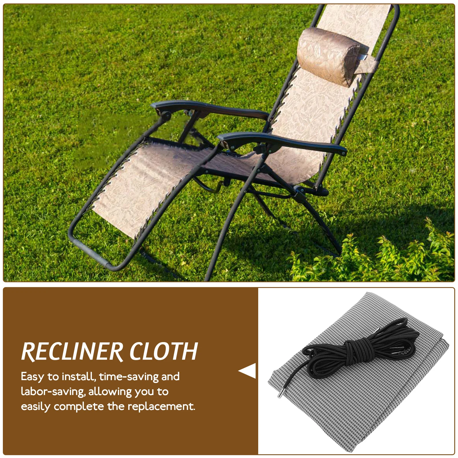 

1Set Chair Replacement Fabric Folding Recliner Fabric with Reinforced Rope Lounge Chair Cloth Breathable Fast Dry Outdoor Repair