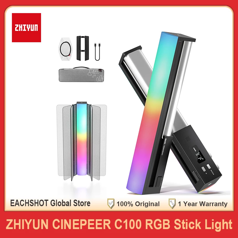 ZHIYUN CINEPEER RGB C100 Stick Light 100W LED Video Light 2700K-6500K with App Control for Vlog Live Streaming Photography