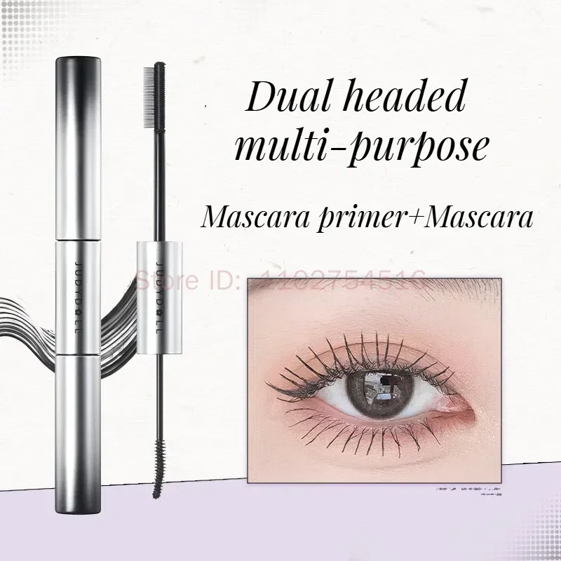 Judydoll Double-Headed Mascara Waterproof Long Lasting Curling Not Smudge Ultra-Fine Brush Lengthens Eyelashes Fast Dry Makeup