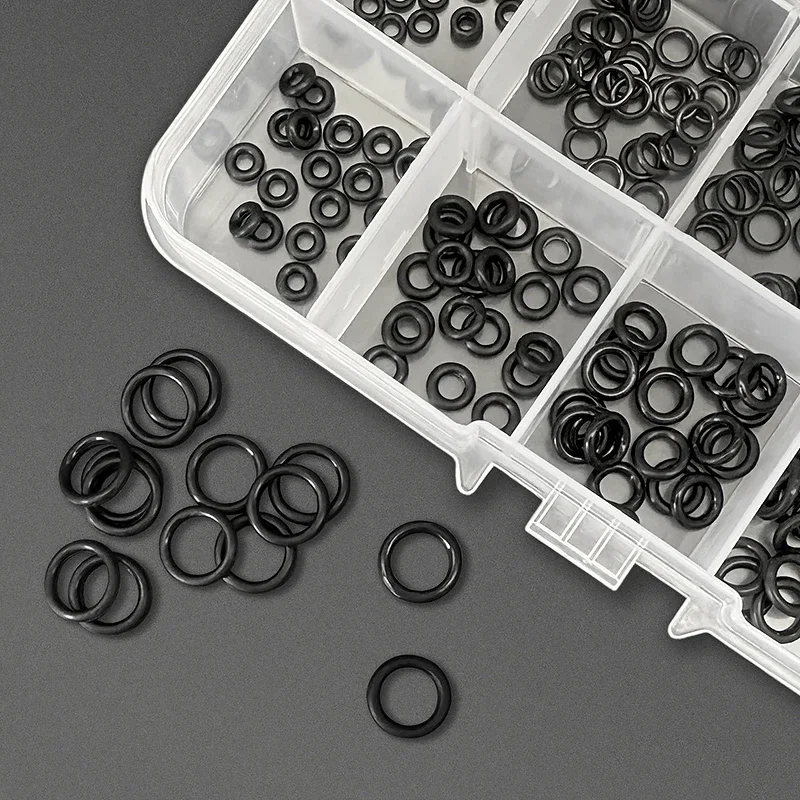 Black VMQ Silicone O-Ring Kit 250PCS CS1.5mm Oil Resistance Sealing Washer Shower Plumbing Washer Replacement Parts