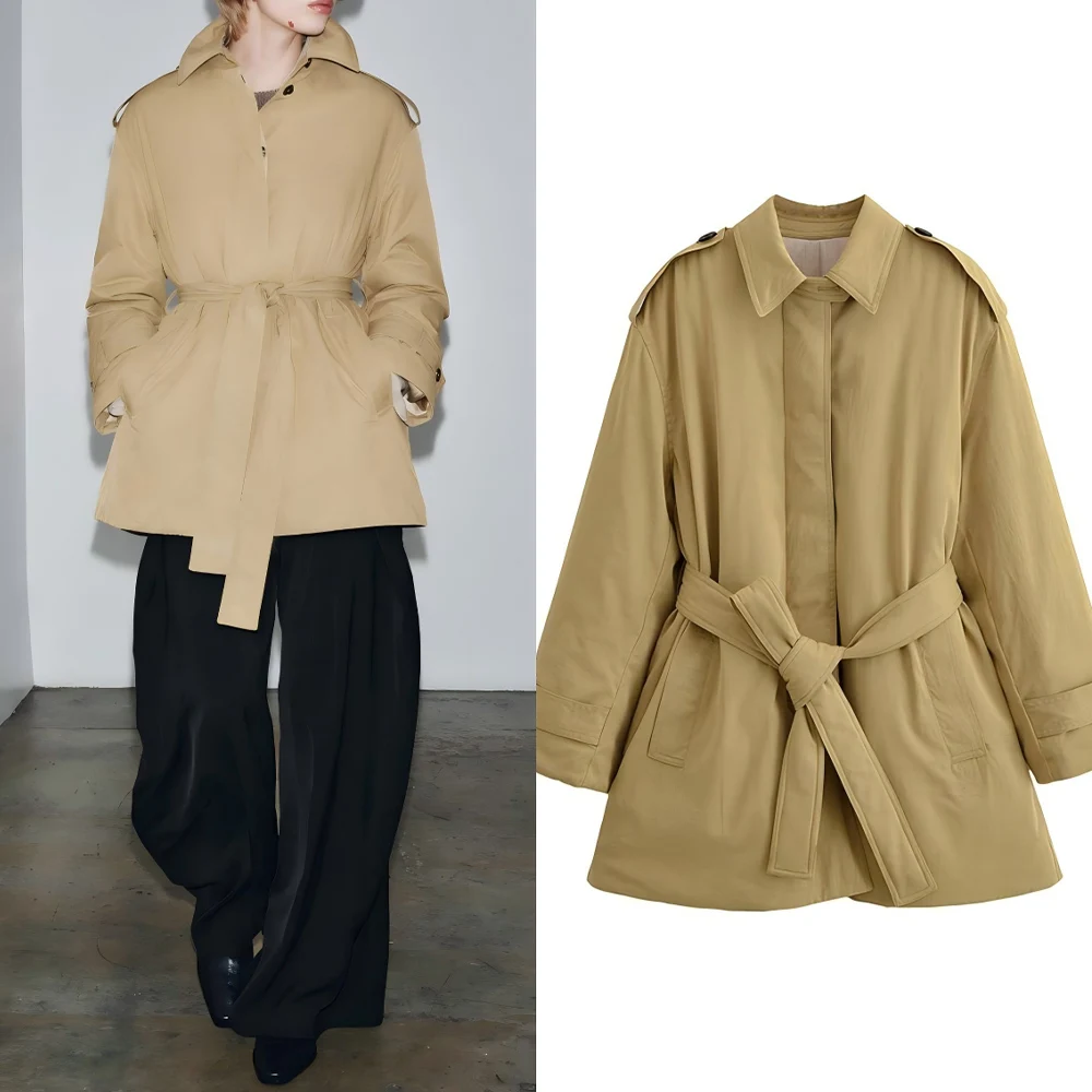 

Новое женское зимнее пальто с поясом, свободная ветровка с лацканами, стильное хлопковое пальто в стиле ретро, женское пальто на пуговицах с длинными рукавами, шикарный топ