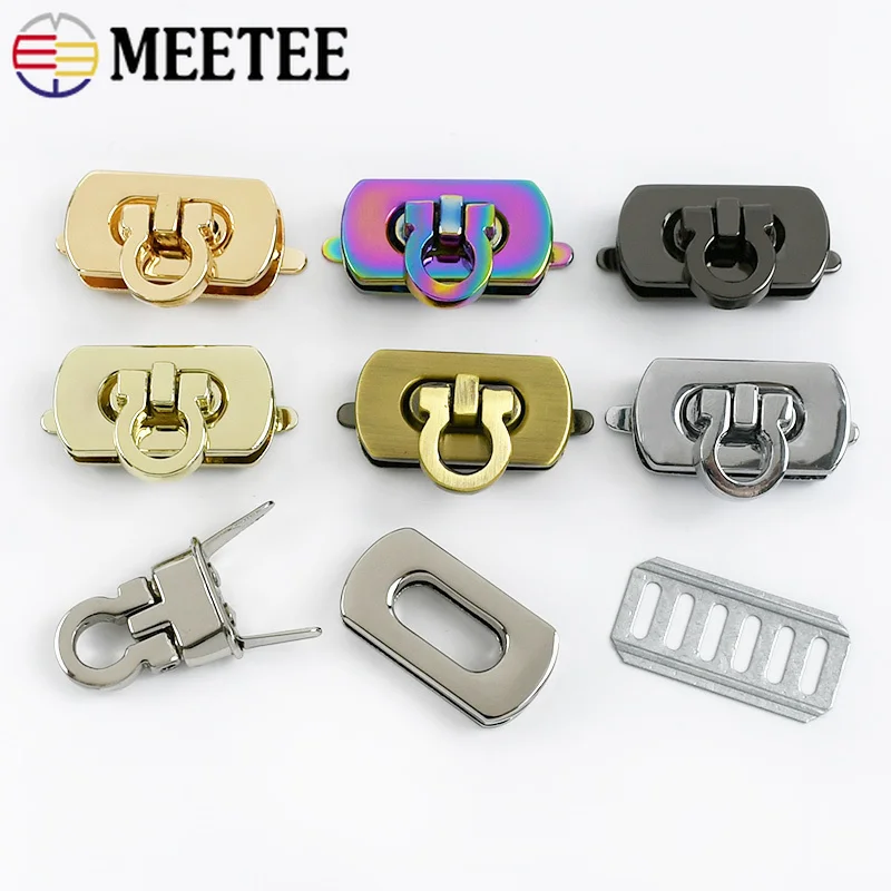 

2/5Pcs Meetee 25/30mm Twist Turn Lock Metal Buckle for Handbag Purse Locks Snap Closure Clasp Wallet Hooks DIY Leather Sewing