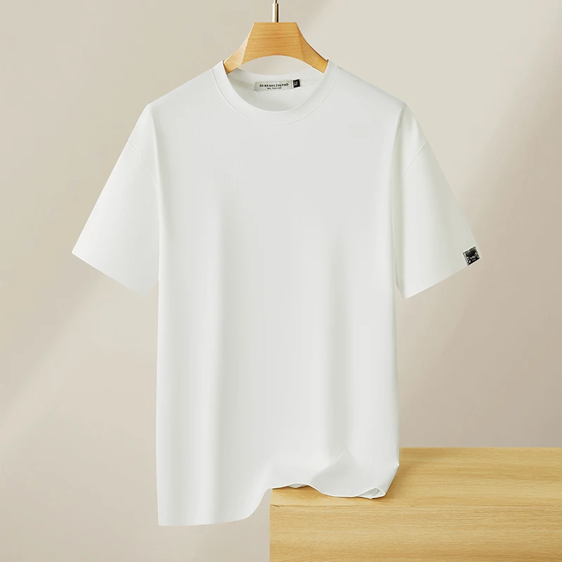 

High Quality Man Plus Size Short Sleeved T-Shirt Summer Hot Round Neck Solid Color American Style Versatile Leisure Men's Tops