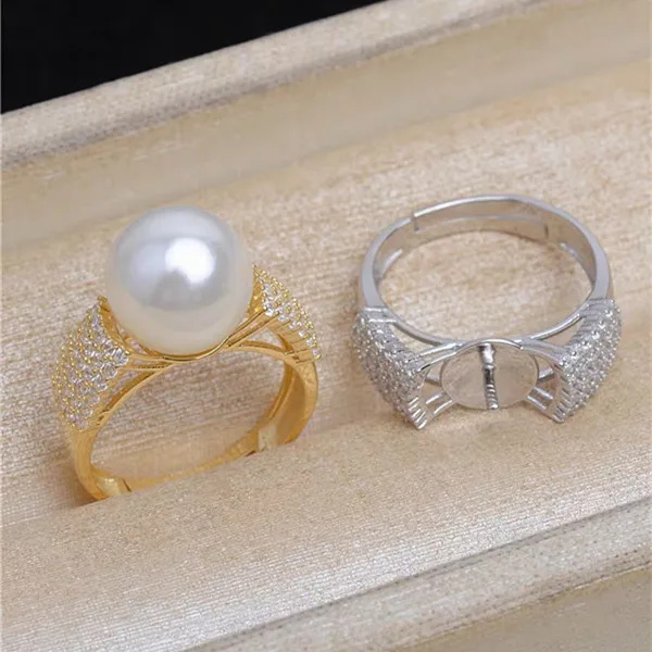 

Gorgeous 925 Sterling Silver Adjustable Finger Ring Mountings Base Setting Findings Parts Fittings Accessory for 12-14mm Pearls