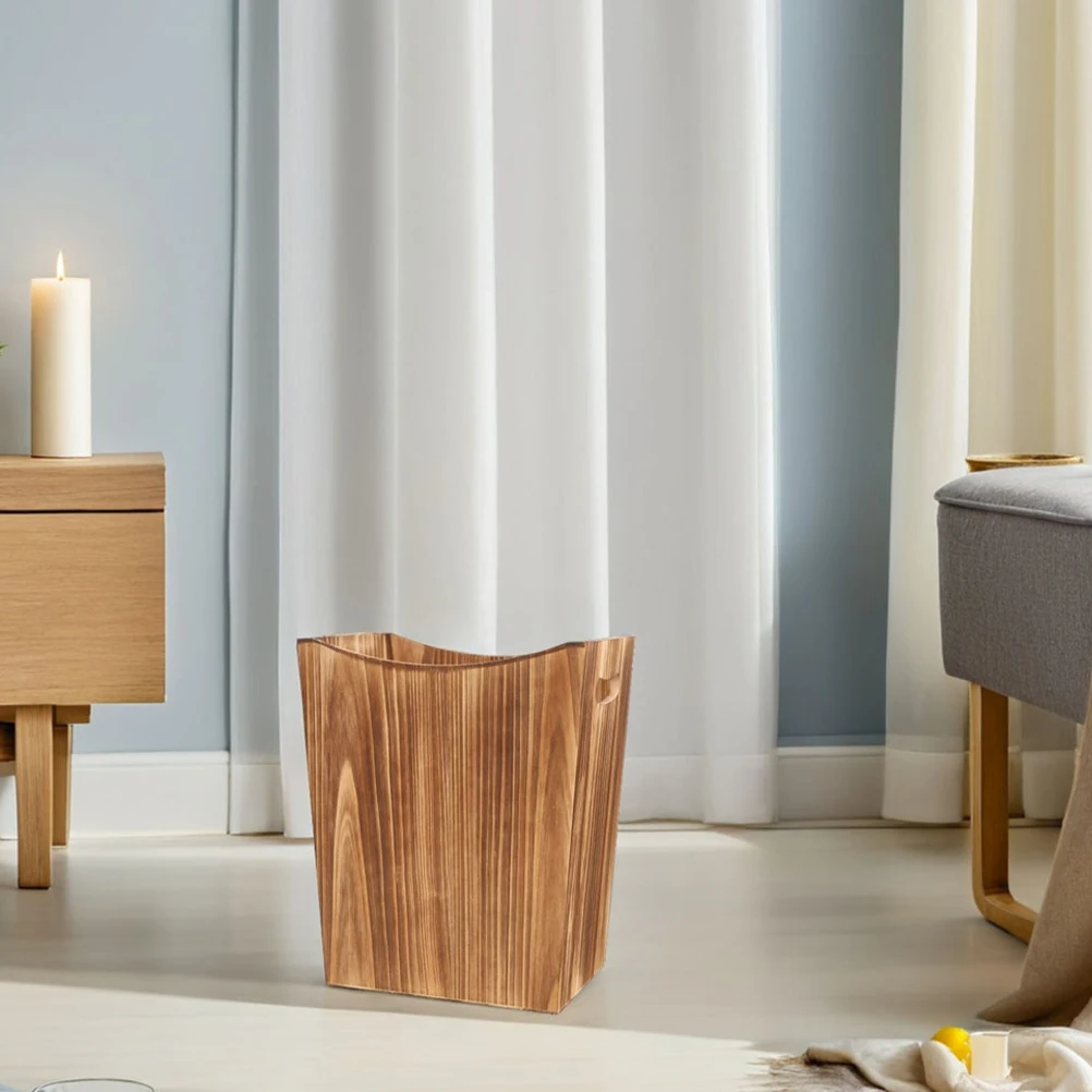

Wooden Garbage Can Laundry Hamper Rustic Trash Bin Bathroom Bedroom Office Nordic Design Natural Rectangular Wastebasket