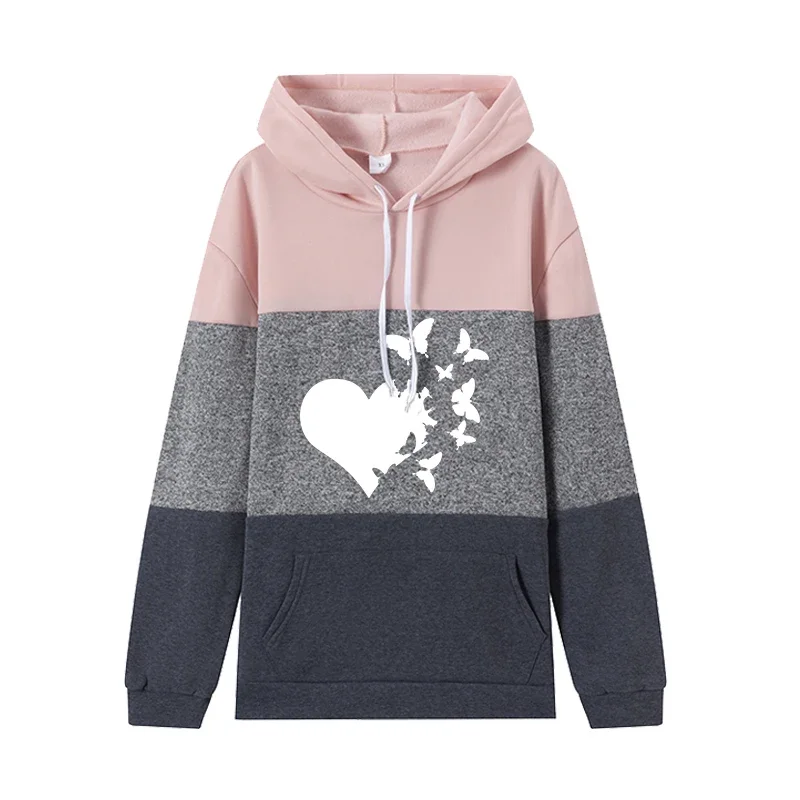 ファッション品質秋冬ホット販売デイリーカジュアルパーカージョギング女性のスウェット巾着アウトドアスポーツトリコロートップ