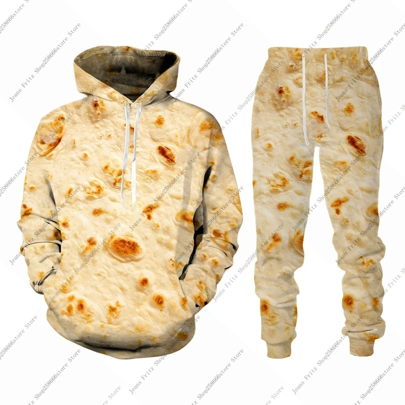 Hoodies Set 3D Pizza Food Print Men Hoodies/Tracksuit Fashion Autumn Winter Kids Clothing Suit Casual Long Sleeve Jogging Suits