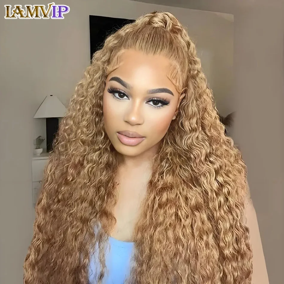 

250 Density 30/40 inch 13x4 HD Lace Frontal Wigs for Women Straight 13x6 HD Lace Front Hair 27# Honey Blonde Colored Glueless