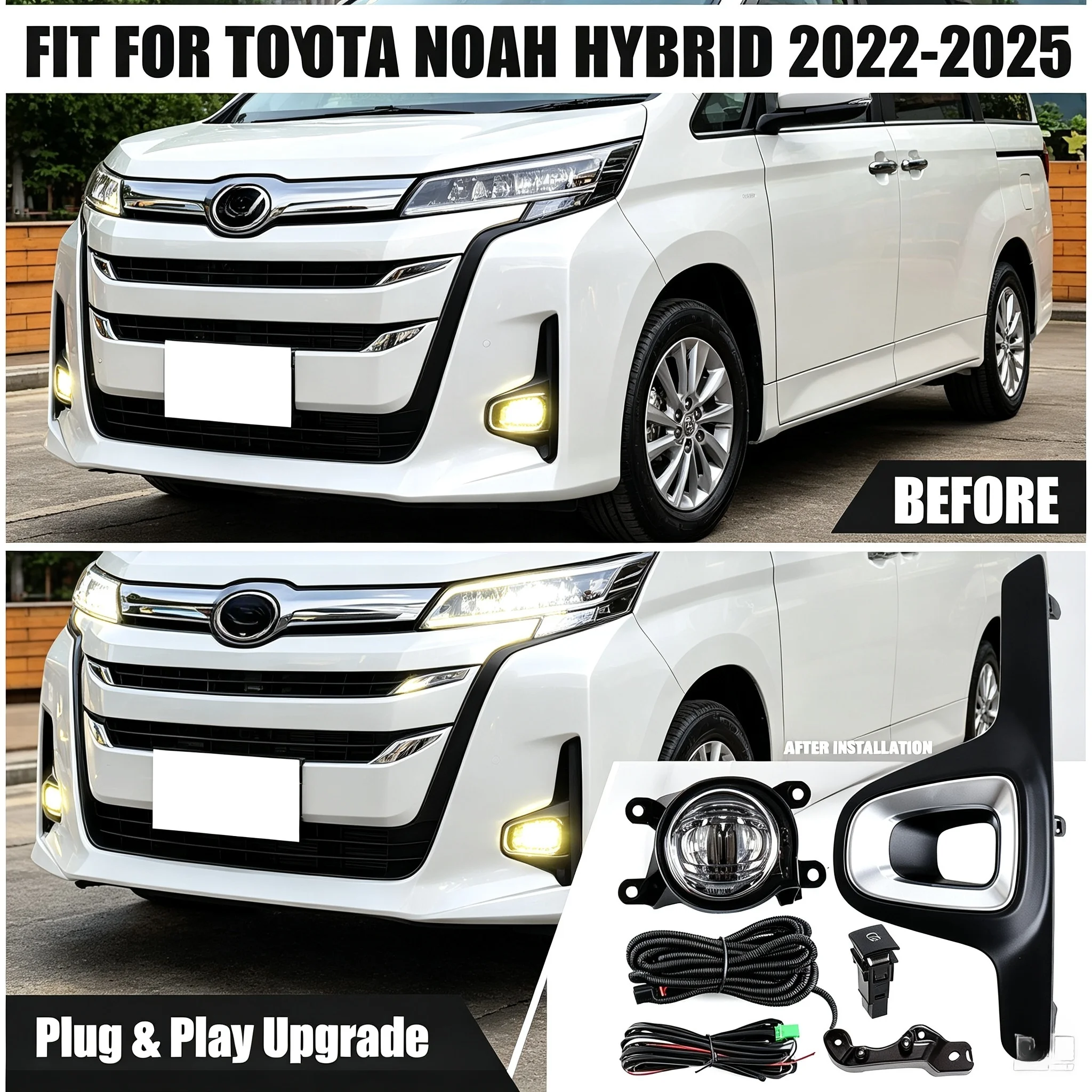 For TOYOTA NOAH HYBRID 2022 2023 2024 2025 DLAA LED DRL aytime Running Lights Headlights White Signal Light Wire Harness
