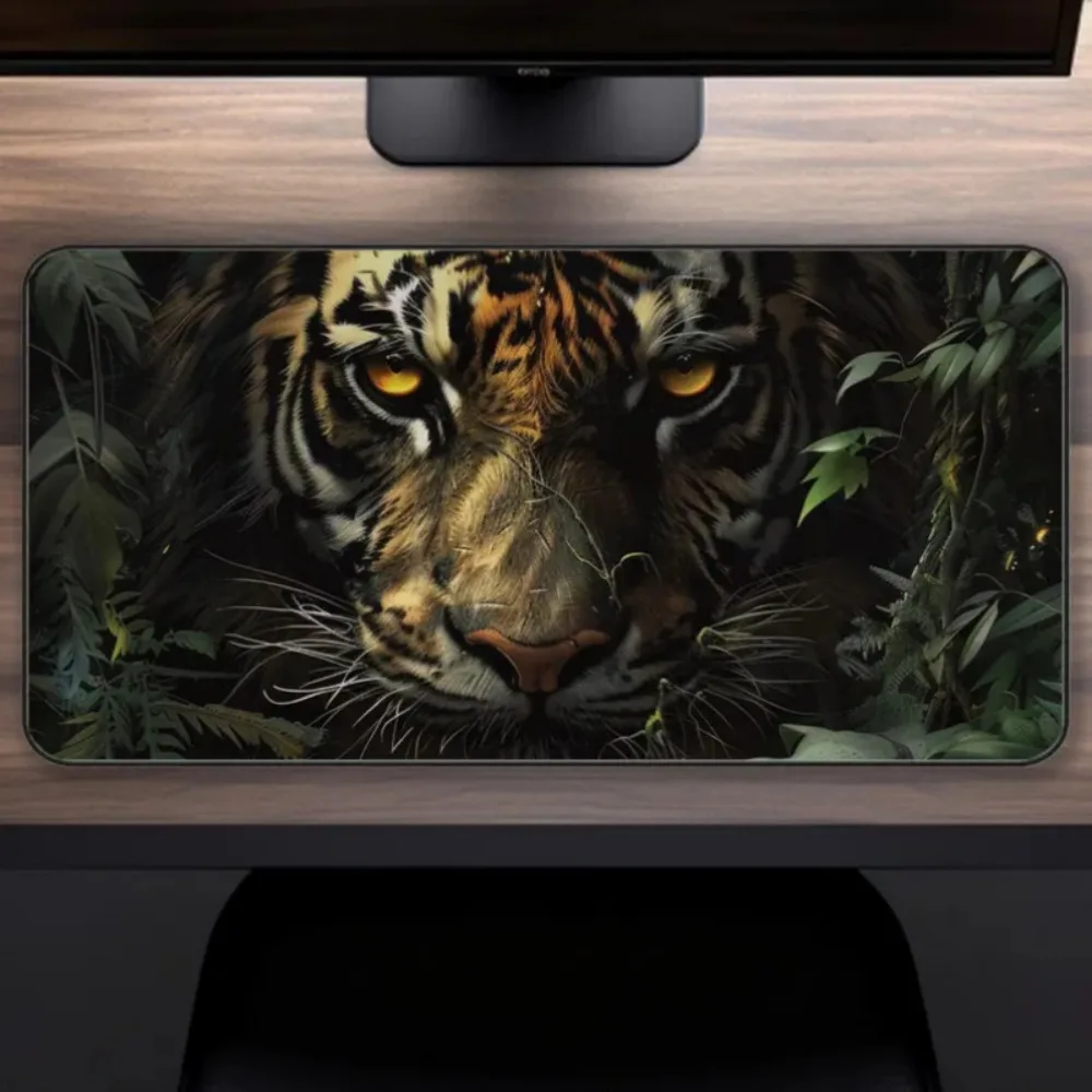 Tapis de bureau Dark Tiger : tapis de souris extra large réaliste en forme d'animal, accessoires de bureau 	   Tapis de bureau, tapis de souris