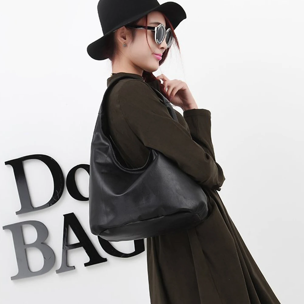 Women Leather Hobo Bag Fashion Large Tote Handbag Versatile Satchel Bag Casual Soft Shoulder Bag Girl Stylish Purse