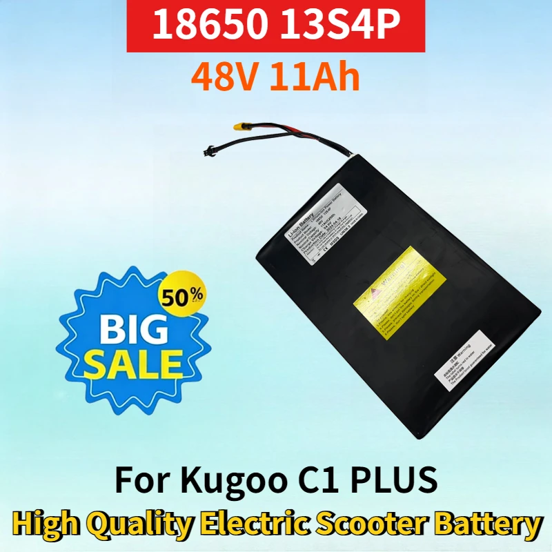 Newest 18650 13S4P 48V 11Ah Lithium-ion Rechargeable Battery for Kugoo C1 PLUS High Quality Electric Scooter Replacement Battery