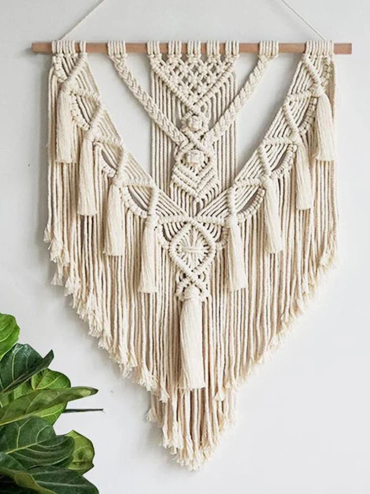 

Nordic fringed tapestry, hand-woven, bed and breakfast decoration, entrance art pendant, bohemian living room tapestry