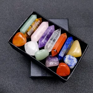 14 pcs pointed out quartz crystal chakra healing stones and crystals hexagon set pink quartz gems for meditation room decoration 8 Main Sales Stones and Crystal - №2