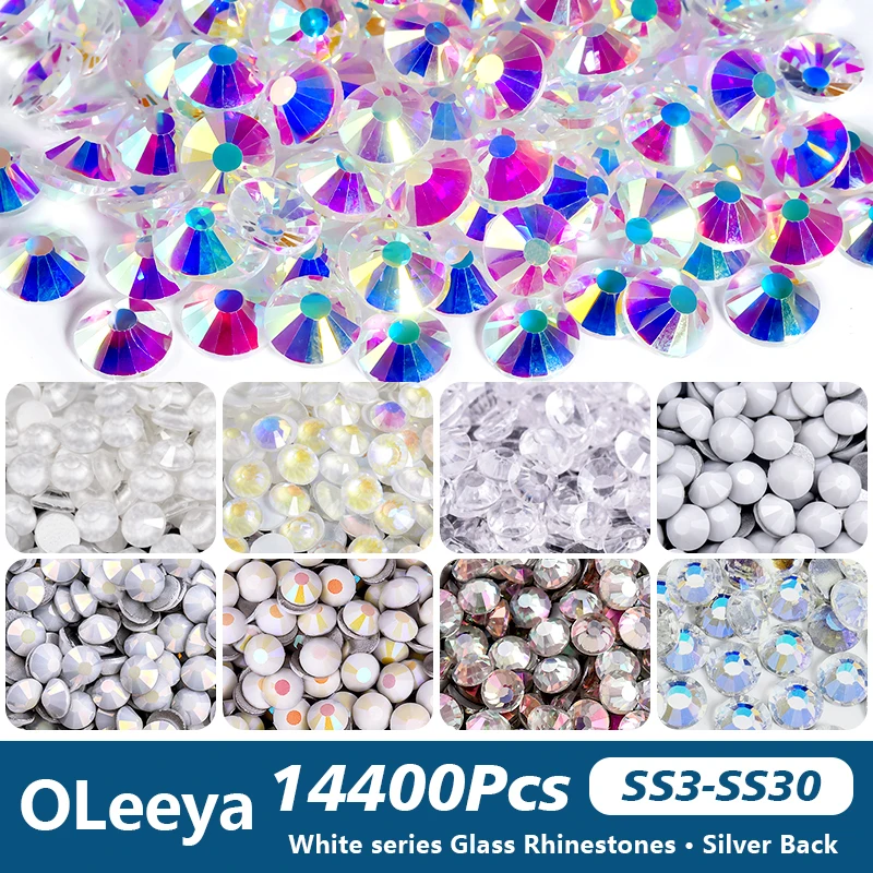 Oleeya Moonlight SS3-SS30 Bulk Package Glitter Crystal Nail Art Non Hotfix Rhinestones Glass Strass for DIY Nail Art Decorations