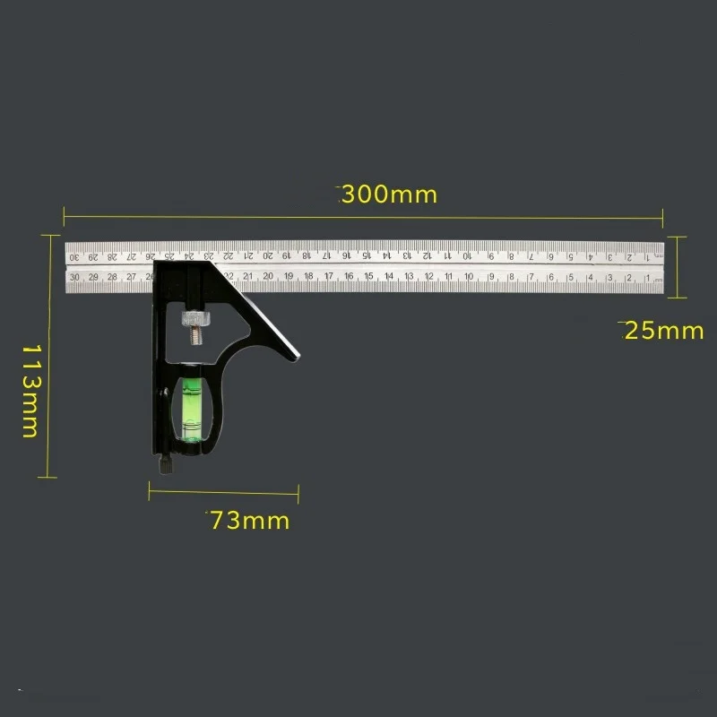 Stainless Steel T Square Angle Ruler Multifunctional Adjustable Sliding Combination Square Ruler Protractor Level Measure Tool