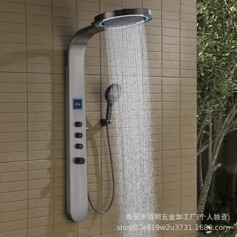 Bathroom high-end shower set Household pure copper wall-mounted waterfall rotating multi-functional pressurized shower set