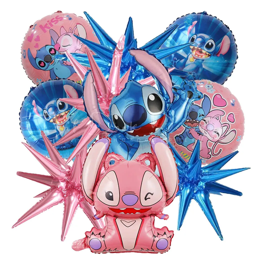 10/5 Uds. Globo de Ángel de punto azul rosa explosión estrella fiesta de cumpleaños conjunto de globos colorido personaje de dibujos animados globo de aluminio regalos